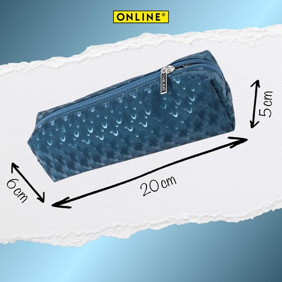 ONLINE Federmäppchen Petrol Drops I Stylische Federtasche für Mädchen & Jungen, ideal für Schule, Uni & Büro I Pencil Case mit praktischem Reißverschluss zur Aufbewahrung von Stiften & Kosmetik