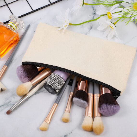 Yoosso 14 Stück DIY Blanko Stoffbeutel, 21 x 12 cm Stoffbeutel zum Bemalen Federmäppchen,Reise Kulturbeutel Taschen Zum Bemalen Kinder Schulmäppchen für Arbeit Schule Reisen