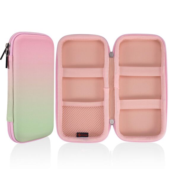 FINPAC Federmäppchen, Federtasche Hart Eva Stift Etui stoßfeste Stiftetasche Mäppchen Schlamperbox Bleistifttasche für Executive Füllfederhalter für Büro Schule (Rosa-Grün-Ombré, Groß)