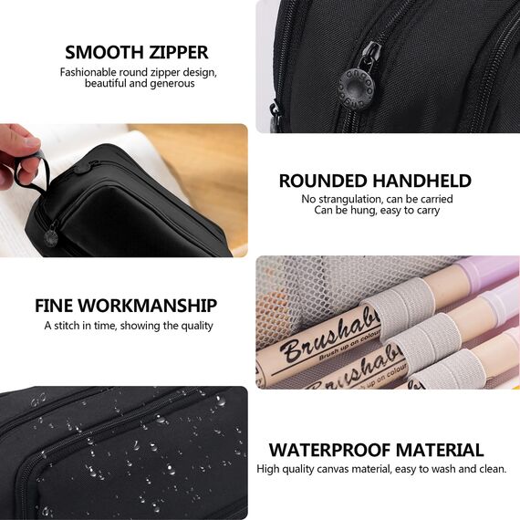 TZEKING Federmäppchen 4-Fächer Große Kapazität - Reißverschluss für Mädchen & Teenager - Langlebig Schreibwaren-Tasche