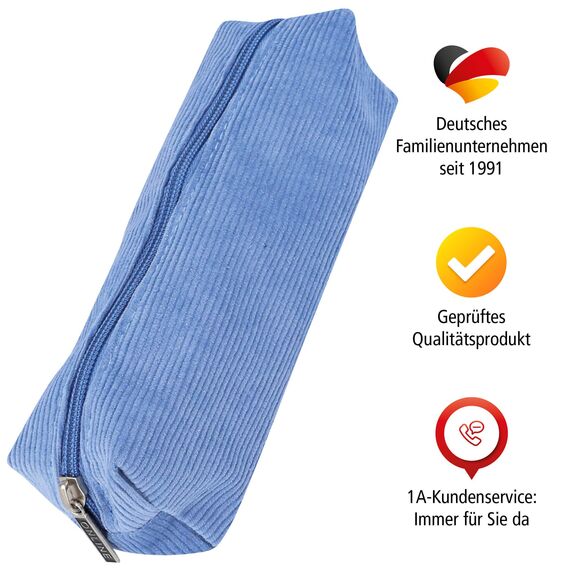 Online Premium-Schlampermäppchen/Pencil Case in Cord Blau I Stylisches Schlamperetui für Jungen & Mädchen I Federmäppchen mit praktischem Reißverschluss I 1 Fach I Ideal für Schule, Uni & Büro