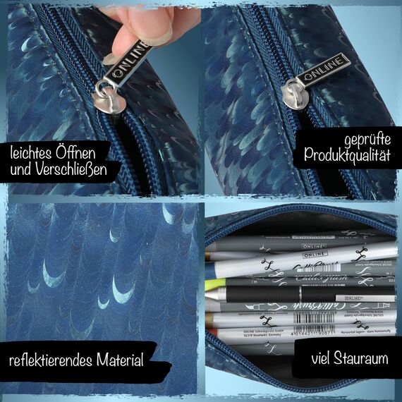 ONLINE Federmäppchen Petrol Drops I Stylische Federtasche für Mädchen & Jungen, ideal für Schule, Uni & Büro I Pencil Case mit praktischem Reißverschluss zur Aufbewahrung von Stiften & Kosmetik