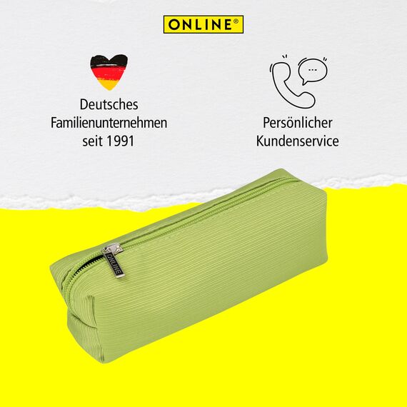 Online Premium-Schlampermäppchen/Pencil Case Grün I Stylisches Schlamperetui für Jungen & Mädchen I Federmäppchen mit praktischem Reißverschluss I 1 Fach I Ideal für Schule, Uni & Büro