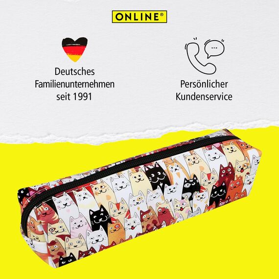Online Federmäppchen Katzen I Stylische Federtasche für Mädchen & Jungen, ideal für Schule, Uni & Büro I Schlampermäppchen mit praktischem Reißverschluss zur Aufbewahrung von Stiften & Kosmetik