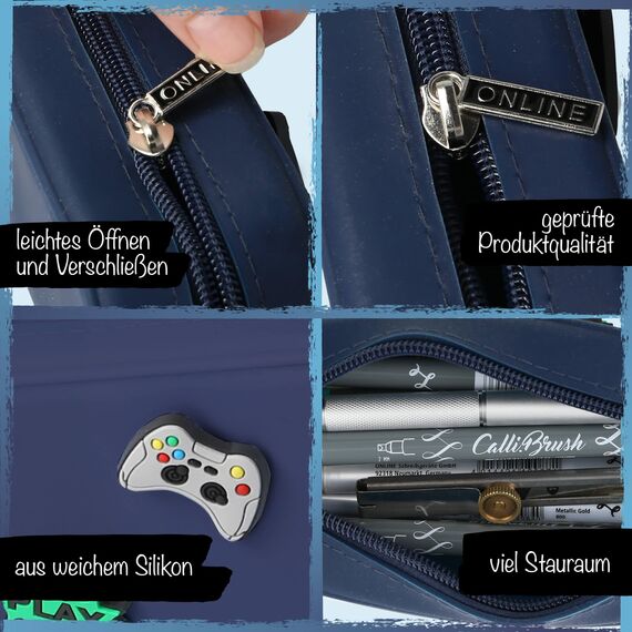 ONLINE Federmäppchen Game Time Pins I Stylische Federtasche für Mädchen & Jungen, ideal für Schule, Uni & Büro I Pencil Case mit praktischem Reißverschluss zur Aufbewahrung von Stiften & Kosmetik