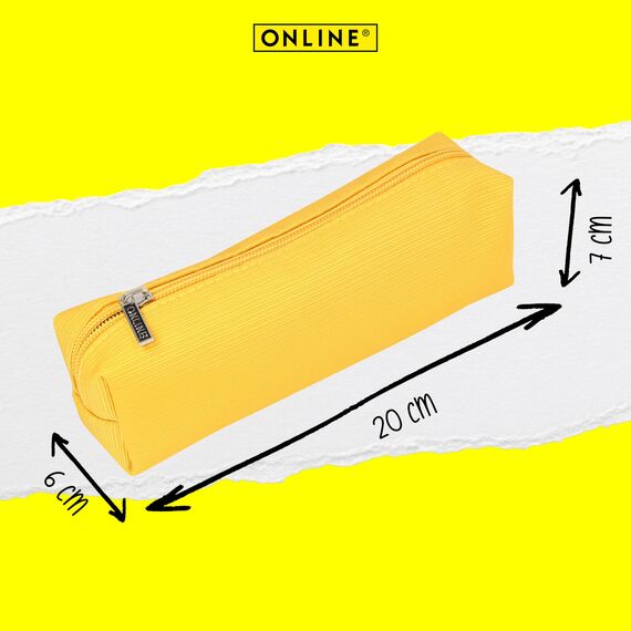 Online Premium-Schlampermäppchen/Pencil Case Gelb I Stylisches Schlamperetui für Jungen & Mädchen I Federmäppchen mit praktischem Reißverschluss I 1 Fach I Ideal für Schule, Uni & Büro