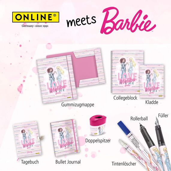 ONLINE Federmäppchen Barbie „Malibu“ I Stylische Federtasche für Mädchen, weiß mit Barbie-Logo I Ideal für die Schule I Pencil Case mit praktischem Reißverschluss zur Aufbewahrung von Stiften & mehr