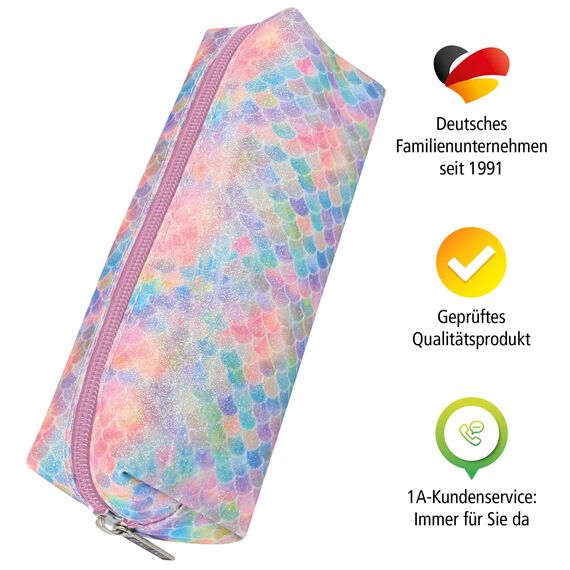 Online Premium-Schlampermäppchen/Pencil Case Mermaid I Glitzerndes Schlamperetui für Jungen & Mädchen I Federmäppchen mit praktischem Reißverschluss I 1 Fach I Ideal für Schule, Uni & Büro