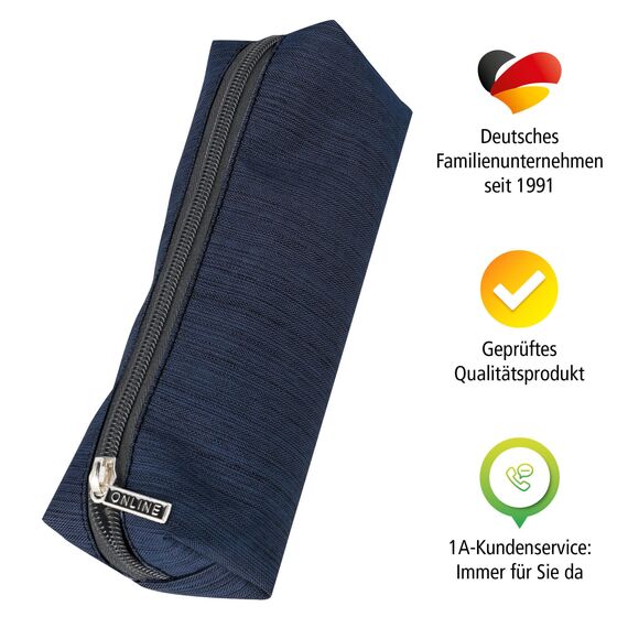 Online Premium-Schlampermäppchen/Pencil Case Blue Shadow I Stylisches Schlamperetui für Jungen & Mädchen I Federmäppchen mit praktischem Reißverschluss I 1 Fach I Ideal für Schule, Uni & Büro