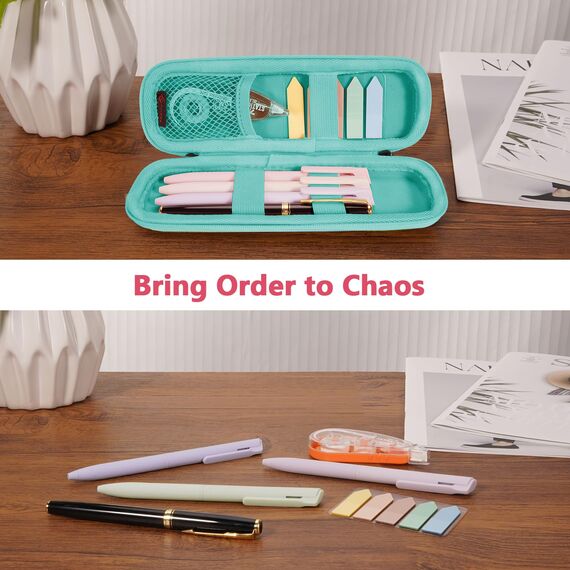 FINPAC Federmäppchen, Federtasche Hart Eva Stift Etui stoßfeste Stiftetasche Mäppchen Schlamperbox Bleistifttasche für Executive Füllfederhalter für Büro Schule (Blau-Grün-Ombré, Klein)