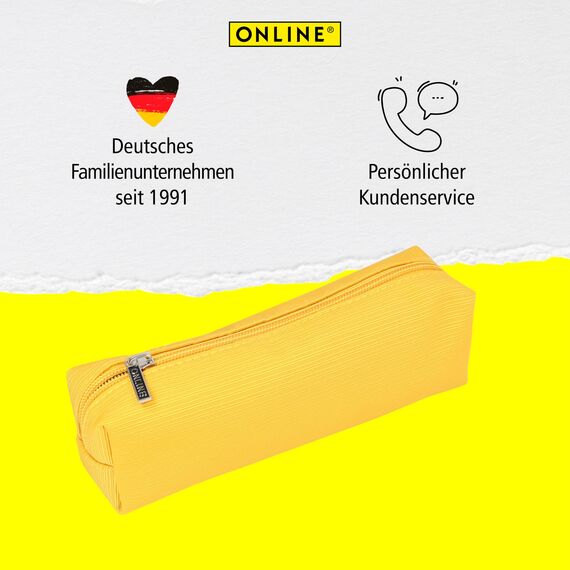 Online Premium-Schlampermäppchen/Pencil Case Gelb I Stylisches Schlamperetui für Jungen & Mädchen I Federmäppchen mit praktischem Reißverschluss I 1 Fach I Ideal für Schule, Uni & Büro (Packung mit 2)