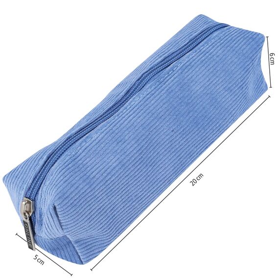 Online Premium-Schlampermäppchen/Pencil Case in Cord Blau I Stylisches Schlamperetui für Jungen & Mädchen I Federmäppchen mit praktischem Reißverschluss I 1 Fach I Ideal für Schule, Uni & Büro