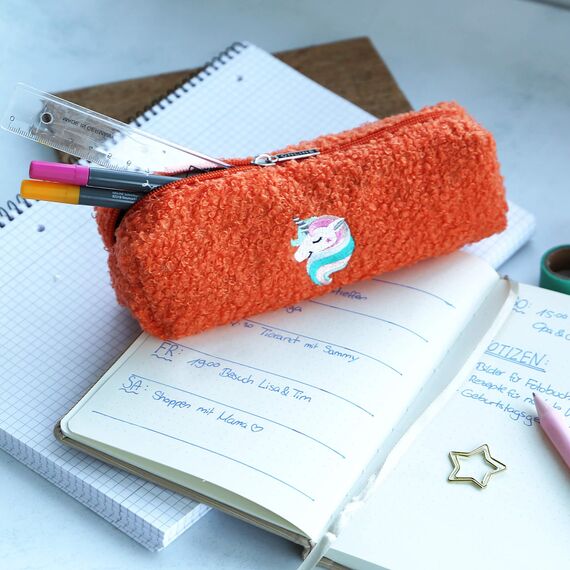 ONLINE Federmäppchen Peach Unicorn I Stylische Federtasche für Mädchen & Jungen, ideal für Schule, Uni & Büro I Pencil Case mit praktischem Reißverschluss zur Aufbewahrung von Stiften & Kosmetik