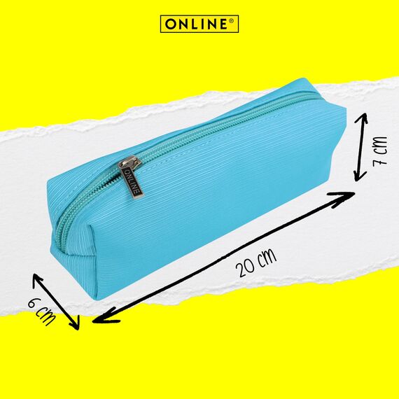 Online Premium-Schlampermäppchen/Pencil Case Retro Türkis I Stylisches Schlamperetui für Jungen & Mädchen I Federmäppchen mit praktischem Reißverschluss I 1 Fach I Ideal für Schule, Uni & Büro