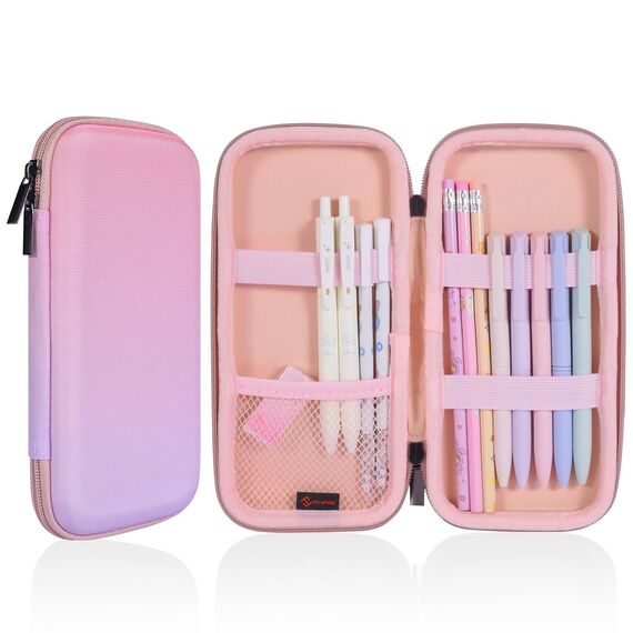 FINPAC Federmäppchen, Federtasche Hart Eva Stift Etui stoßfeste Stiftetasche Mäppchen Schlamperbox Bleistifttasche für Executive Füllfederhalter für Büro Schule (Rosa Ombre, Groß)