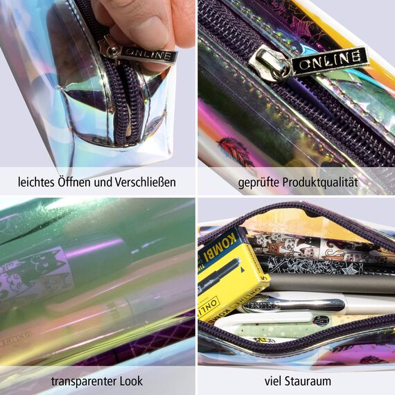 Online Transparentes Premium-Schlampermäppchen/Pencil Case I Durchsichtiges Schlamperetui für Jungen und Mädchen IFedermäppchen mit praktischem Reißverschluss I 1 Fach I Ideal für Schule,Uni und Büro