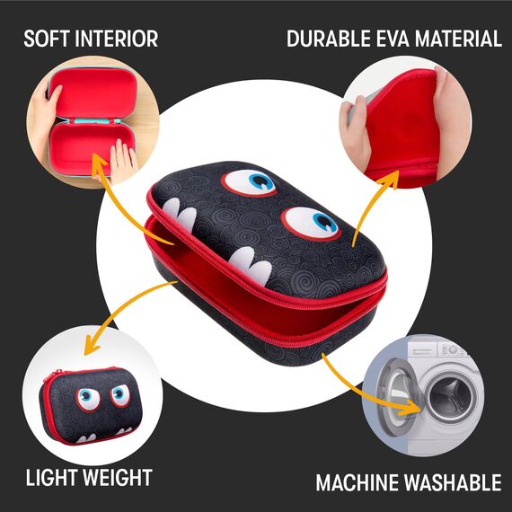 ZIPIT Wildlings Federmäppchen für Jungen, Großes Mäppchen für die Schule, Etui für Kinder mit Organizer, Federmappe Schwarz