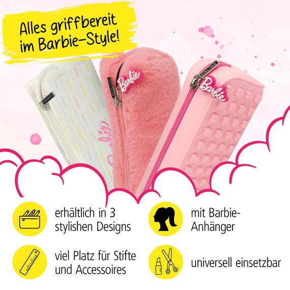 ONLINE Federmäppchen Barbie „Malibu“ I Stylische Federtasche für Mädchen, weiß mit Barbie-Logo I Ideal für die Schule I Pencil Case mit praktischem Reißverschluss zur Aufbewahrung von Stiften & mehr