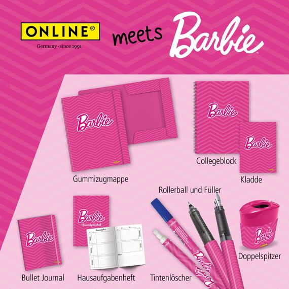 ONLINE Federmäppchen Barbie „Pink“ I Stylische Federtasche in pink für Mädchen I Ideal für die Schule I Flauschiger Pencil Case mit Barbie Reißverschluss zur Aufbewahrung von Stiften & mehr