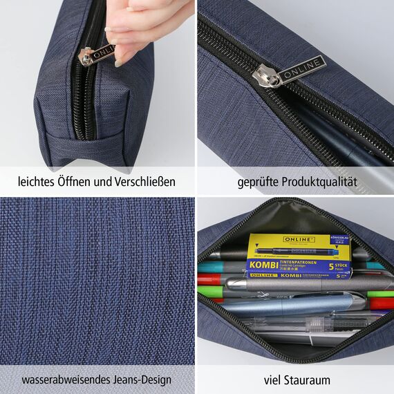 Online Premium-Schlampermäppchen/Pencil Case Blue Shadow I Stylisches Schlamperetui für Jungen & Mädchen I Federmäppchen mit praktischem Reißverschluss I 1 Fach I Ideal für Schule, Uni & Büro
