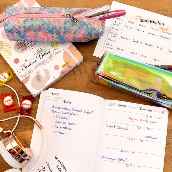 Online Premium-Schlampermäppchen/Pencil Case Retro Türkis I Stylisches Schlamperetui für Jungen & Mädchen I Federmäppchen mit praktischem Reißverschluss I 1 Fach I Ideal für Schule, Uni & Büro