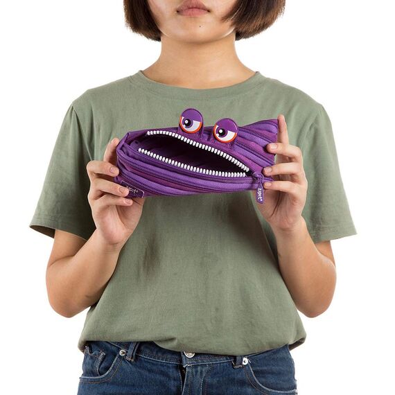 ZIPIT Wildlings Federmäppchen für Mädchen, Großes Mäppchen für die Schule, Monster Etui für Kinder, Federmappe Lila