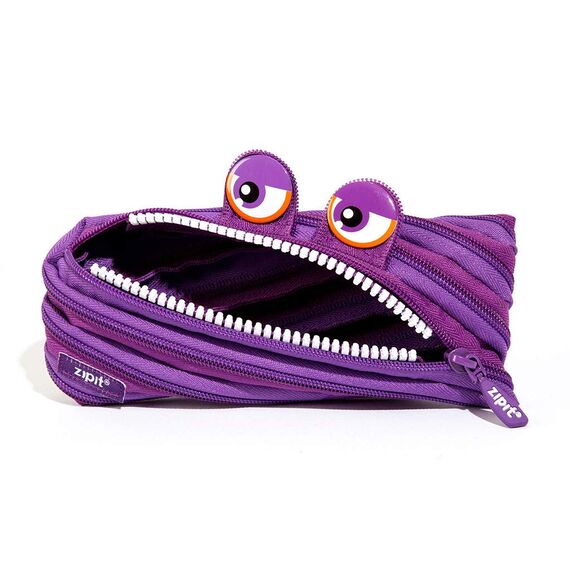 ZIPIT Wildlings Federmäppchen für Mädchen, Großes Mäppchen für die Schule, Monster Etui für Kinder, Federmappe Lila