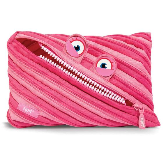 ZIPIT Wildlings Federmäppchen für Mädchen, Extra Großes Mäppchen für die Schule, Monster Etui für Kinder, Federmappe Rosa