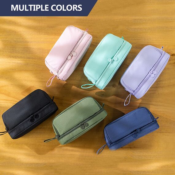 TZEKING Federmäppchen mit 4 Fächern - langlebige Pencil Case für Teenager - Kapazität-Reißverschluss-Strap