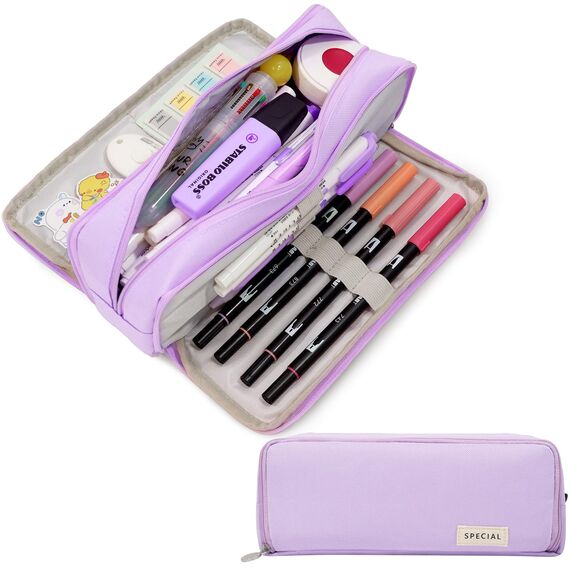 CICIMELON Federmäppchen Große Kapazität Federtaschen Mäppchen mit 3 Fächern Make-up Tasche für Teenager Mädchen Schule & Büro