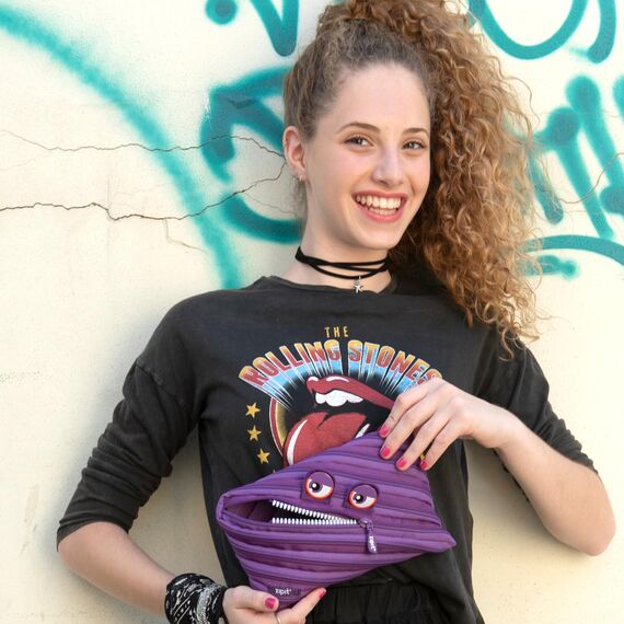 ZIPIT Wildlings Federmäppchen für Mädchen, Extra Großes Mäppchen für die Schule, Monster Etui für Kinder, Federmappe Lila