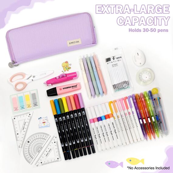 CICIMELON Federmäppchen Große Kapazität Federtaschen Mäppchen mit 3 Fächern Make-up Tasche für Teenager Mädchen Schule & Büro