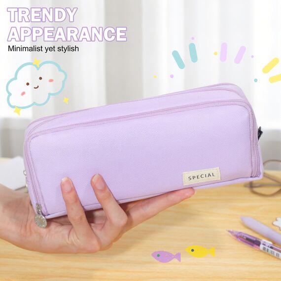 CICIMELON Federmäppchen Große Kapazität Federtaschen Mäppchen mit 3 Fächern Make-up Tasche für Teenager Mädchen Schule & Büro