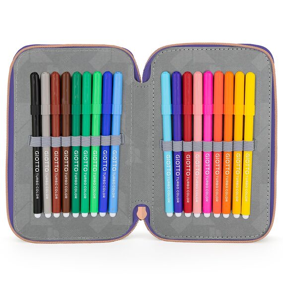 Julian Ross Madchen 3-Fach Federmäppchen – 45-teilig, komplett gefüllt – mit 2 löschbaren Gelstiften, Schere, Kleber, Buntstiften – Schwarz und Grün – ideal für Schule & als Geschenk, ToyPudel