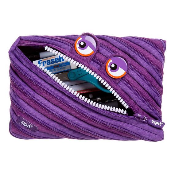 ZIPIT Wildlings Federmäppchen für Mädchen, Extra Großes Mäppchen für die Schule, Monster Etui für Kinder, Federmappe Lila