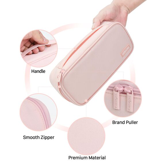 YOKUMA Federmäppchen mäppchen federtasche federmappe etui Schule groß Kapazität für mädchen Teenager Erwachsene schlamppermäppchen federpenal schulmäppchen Aesthetic Pencil case (Rosa)