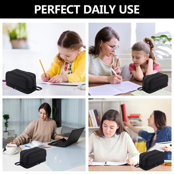 TZEKING Federmäppchen 4-Fächer Große Kapazität - Reißverschluss für Mädchen & Teenager - Langlebig Schreibwaren-Tasche