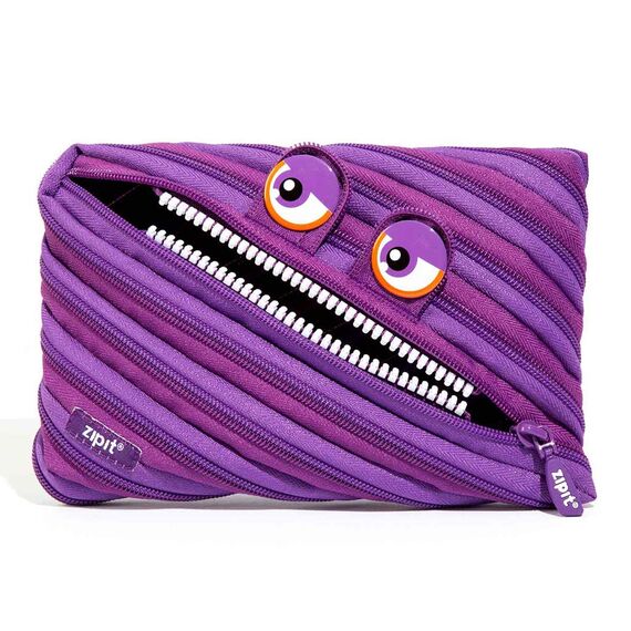 ZIPIT Wildlings Federmäppchen für Mädchen, Extra Großes Mäppchen für die Schule, Monster Etui für Kinder, Federmappe Lila