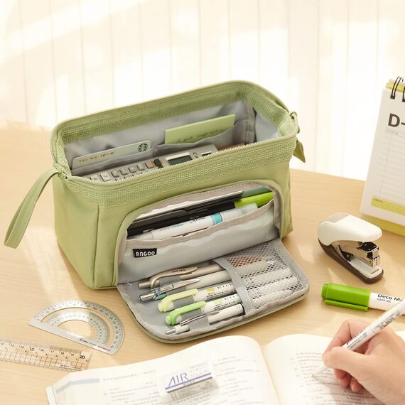 EASTHILL Federmäppchen mit grossem Pencil case Tragbare Stifttasche Tragbare kosmetisches Office High School Organizer College Studentin Mädchen Jugendliche Mädchen-Grün