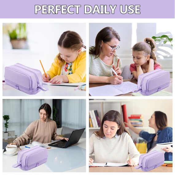 TZEKING Federmäppchen Große Kapazität - 4 Fächer Pencil Case, Teenager Mädchen, Reißverschluss, Langlebig, Schreibwaren Stifttasche Tragbare