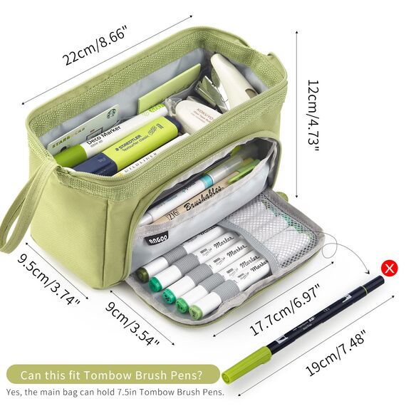 EASTHILL Federmäppchen mit grossem Pencil case Tragbare Stifttasche Tragbare kosmetisches Office High School Organizer College Studentin Mädchen Jugendliche Mädchen-Grün