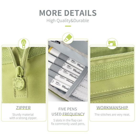 EASTHILL Federmäppchen mit grossem Pencil case Tragbare Stifttasche Tragbare kosmetisches Office High School Organizer College Studentin Mädchen Jugendliche Mädchen-Grün