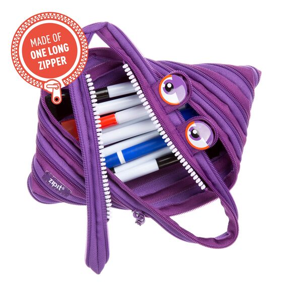 ZIPIT Wildlings Federmäppchen für Mädchen, Extra Großes Mäppchen für die Schule, Monster Etui für Kinder, Federmappe Lila