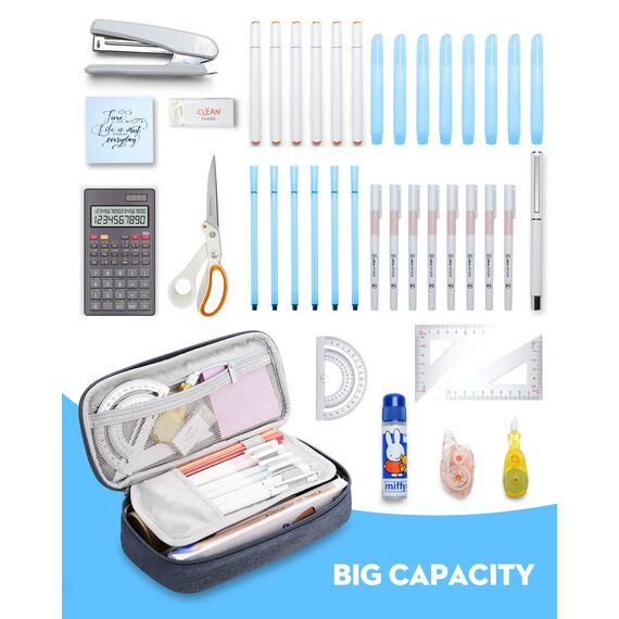 YOKUMA Federmäppchen mäppchen federtasche federmappe etui Schule groß Kapazität für Teenager Erwachsene schlamppermäppchen federpenal schulmäppchen Aesthetic Pencil case (blau)