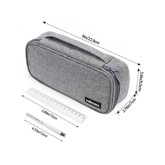 YOKUMA Federmäppchen mäppchen federtasche federmappe etui Schule groß Kapazität für Teenager Erwachsene schlamppermäppchen federpenal schulmäppchen Aesthetic Pencil case (grau)