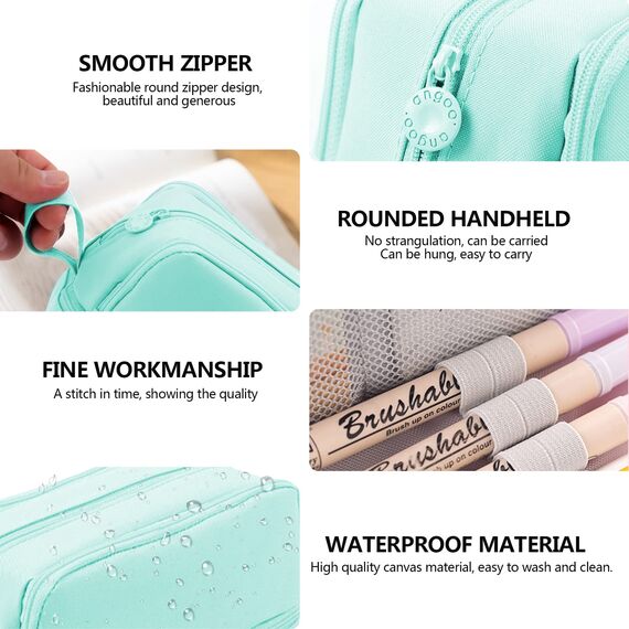 TZEKING Federmäppchen Große Kapazität, 4 Fächer Pencil Case für Mädchen und Teenager mit Reißverschluss, Langlebig und Tragbar