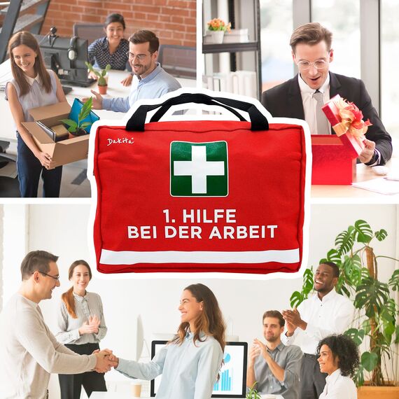 Dakita Erste Hilfe Tasche für Kollegen – Lustiges Geschenk für Mitarbeiter zum Abschied oder Geburtstag – 28×18×8 cm, rot,ohne Inhalt