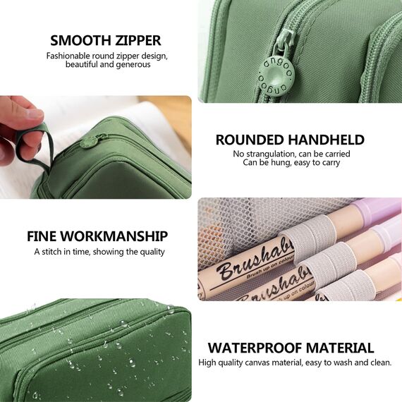 TZEKING Federmäppchen mit 4 Fächern - langlebige Pencil Case für Teenager, Kapazität-Reißverschluss- und Tragbarkeit-Schreibwaren-Tasche