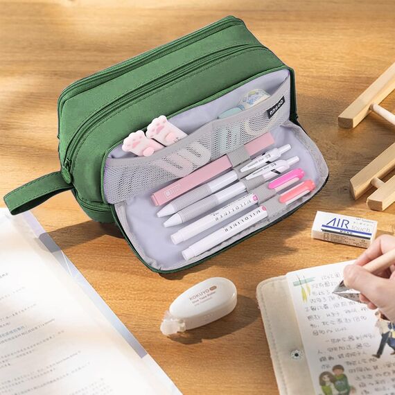 TZEKING Federmäppchen mit 4 Fächern - langlebige Pencil Case für Teenager, Kapazität-Reißverschluss- und Tragbarkeit-Schreibwaren-Tasche