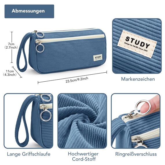 KALIDI Mäppchen Federmäppchen Mädchen Teenager Stiftetasche Stiftemappe Cord-Stoff Federtasche Pencil Case Schulmäppchen für Schule, College, Arbeit